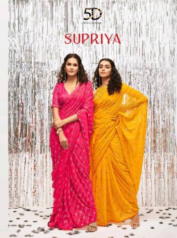 Supriya By 5D Designer Fancy Foil Printed Saree Collection